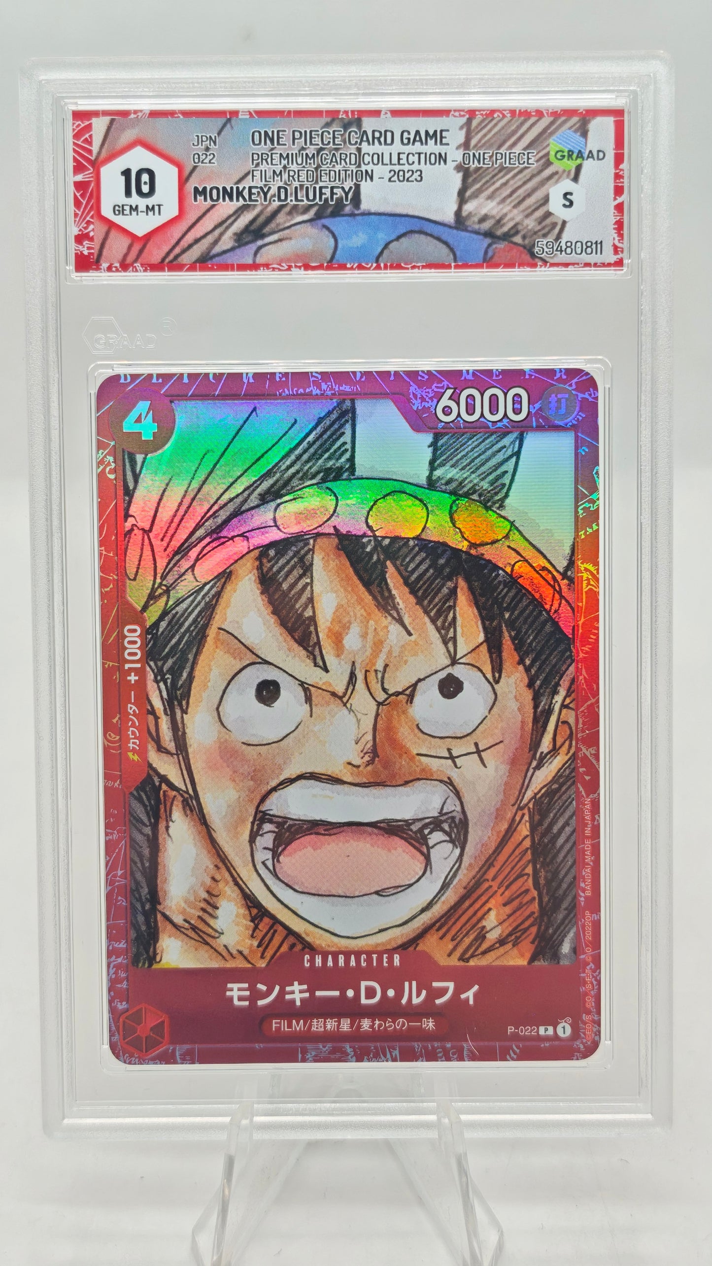 One Piece Card Game Monkey D. Luffy P-022 Graad 10